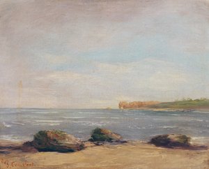 The Beach at Etretat by Gustave Courbet